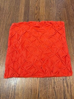 CB2 Red Orange Pintuck Pillow Cover - 18x18